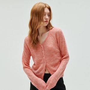 멀티 모헤어 자수 가디건-핑크