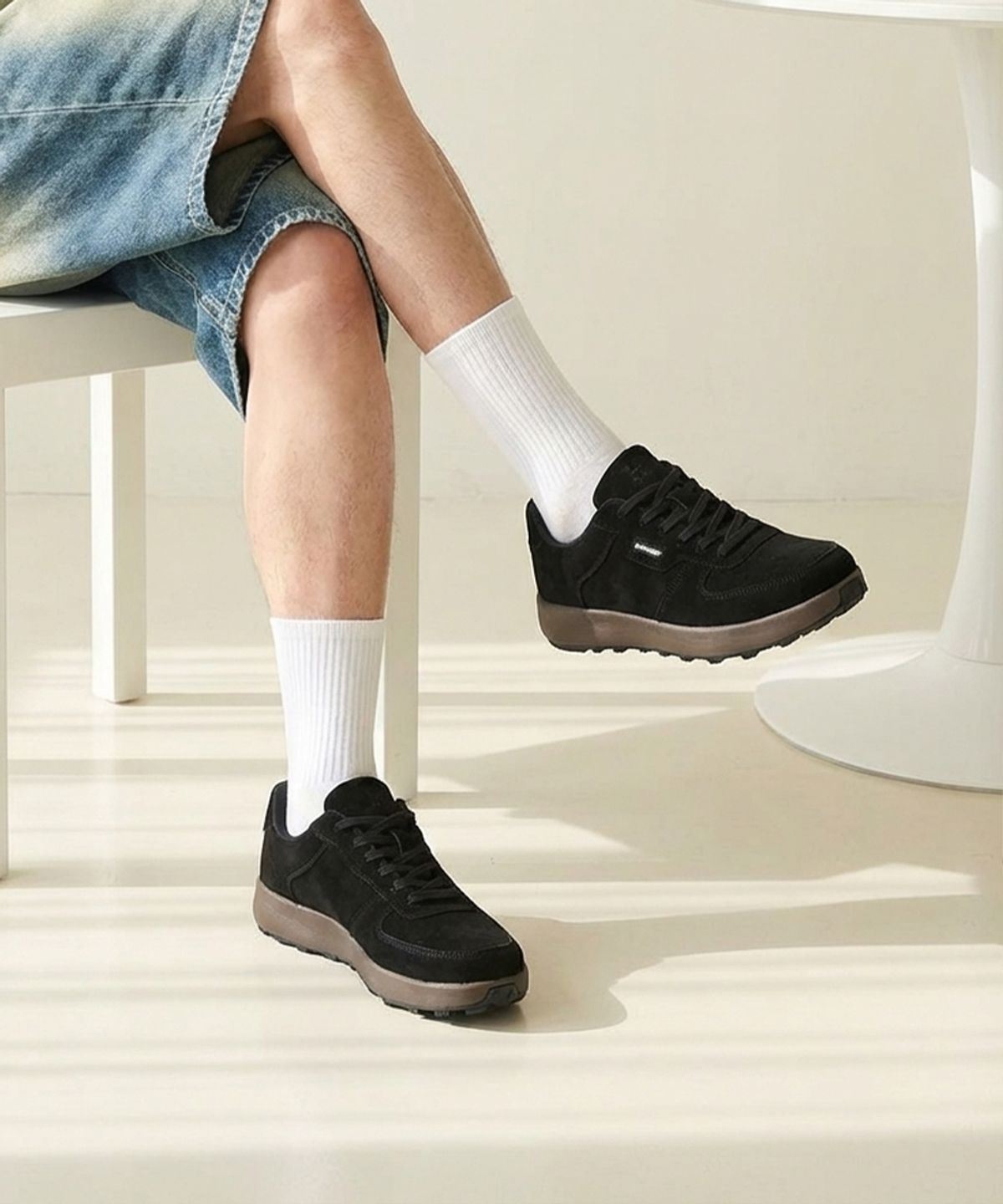 하버드 슈즈(HARVARD SHOES) 베이글 스웨이드 스니커즈 블랙