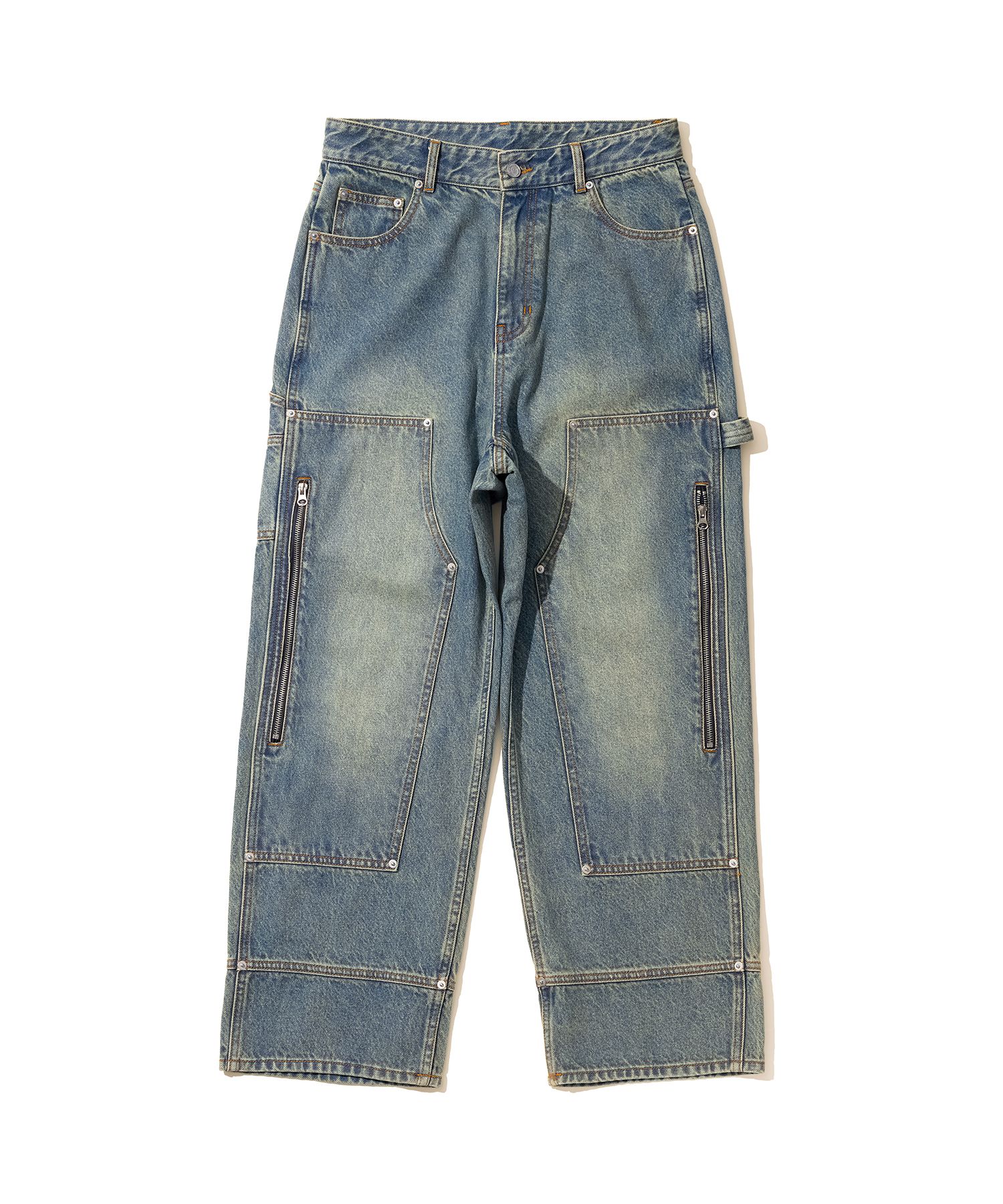 ★1993studio★DOUBLE KNEE CARPENTER WASHING DENIM PANTS MUSINSA | 1993STUDIO Double knee carpenter washed denim