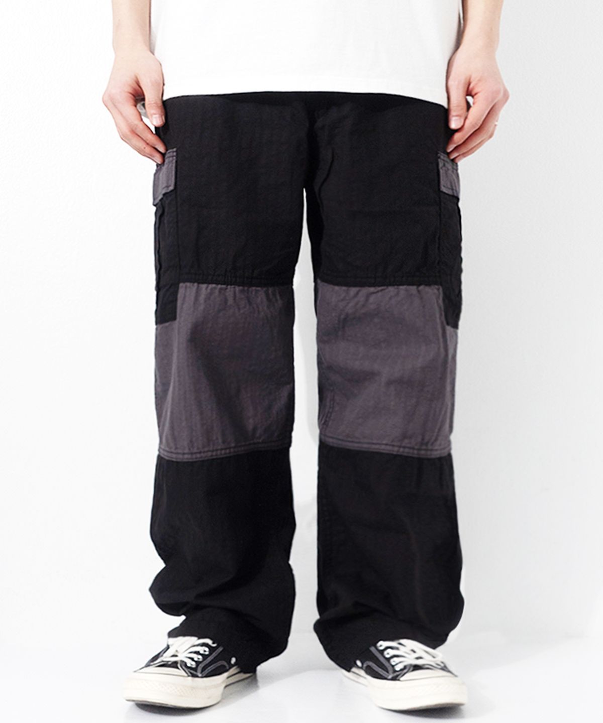 큐티에잇 가먼츠(QT8 GARMENTS) BN HBT Contrast Cargo Pants (Black)