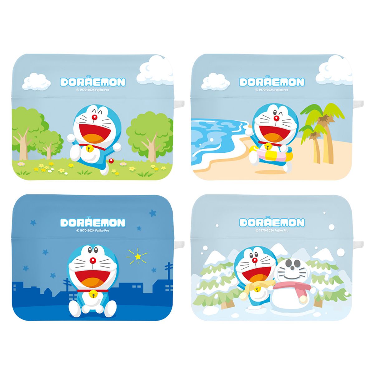 코쿼드(COQUAD) 도라에몽 포시즌 에어팟 프로 1/2세대 스퀘어 반투명케이스