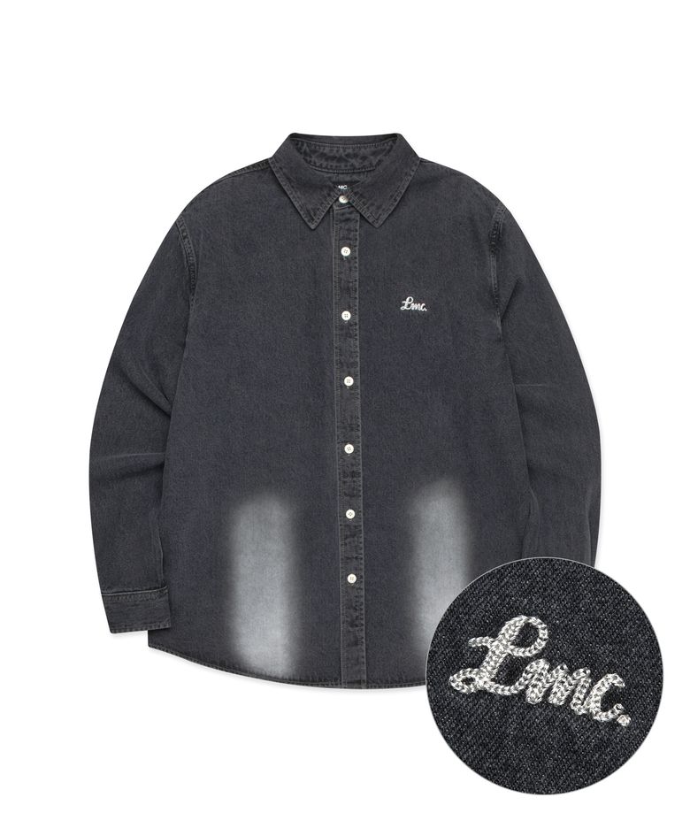 BRUSH WASHED DENIM SHIRT black