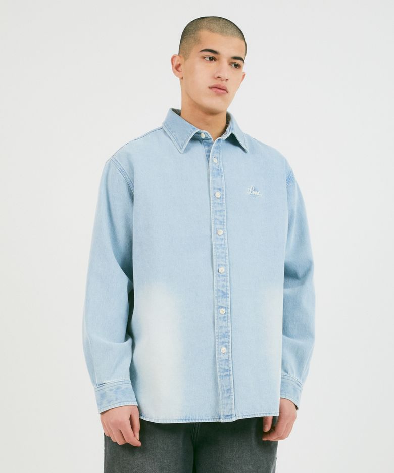BRUSH WASHED DENIM SHIRT light blue