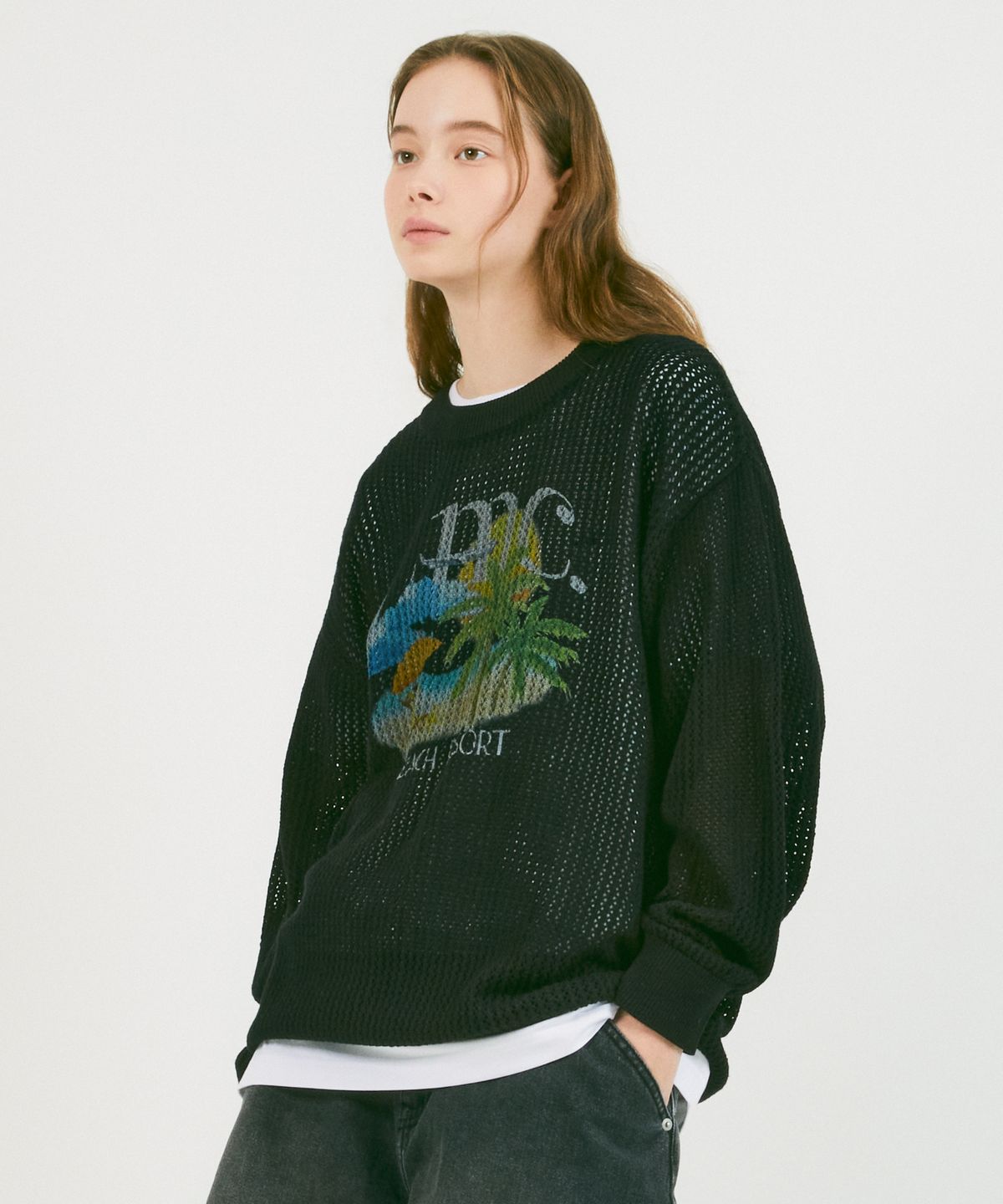 엘엠씨(LMC) RESORT MESH KNIT SWEATER black