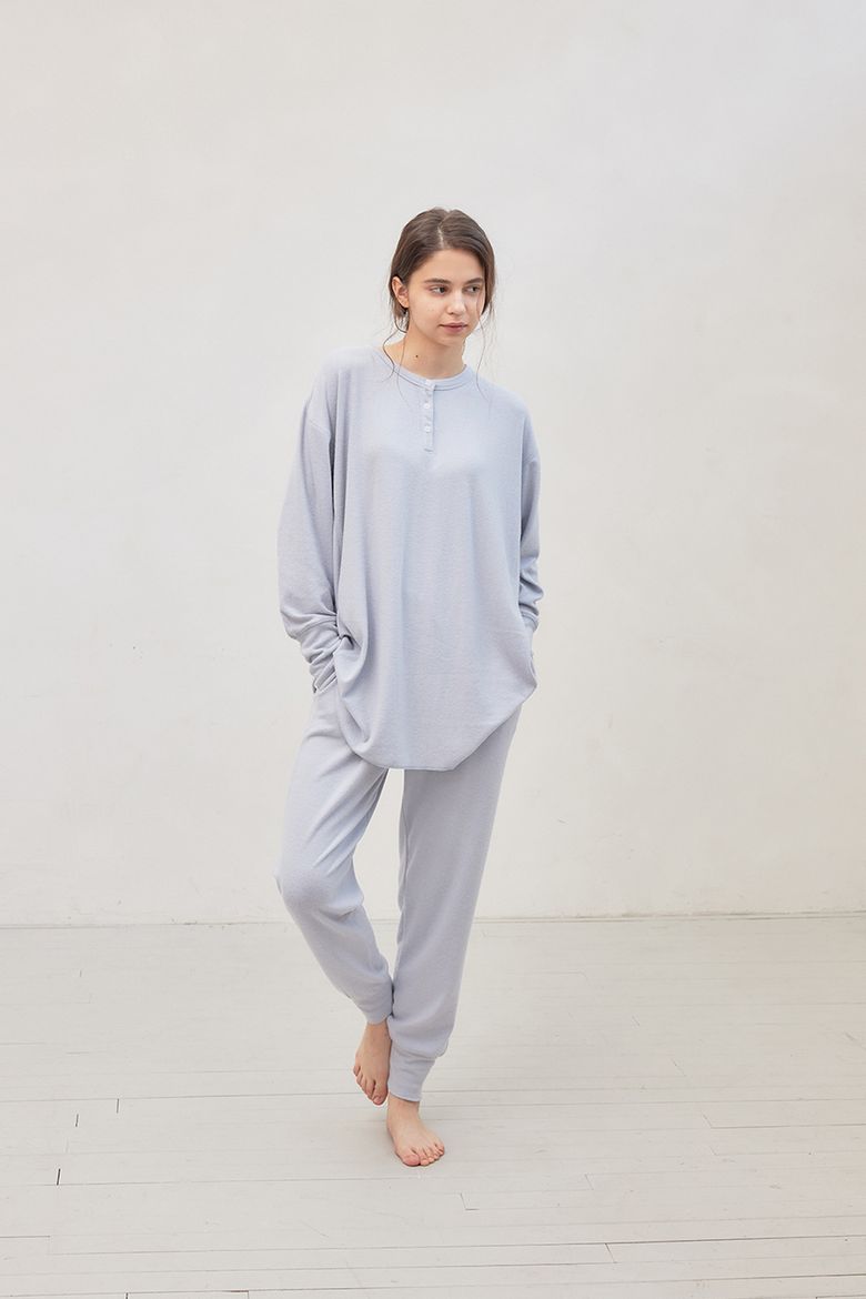 Fluffy pajamas vintage blue set