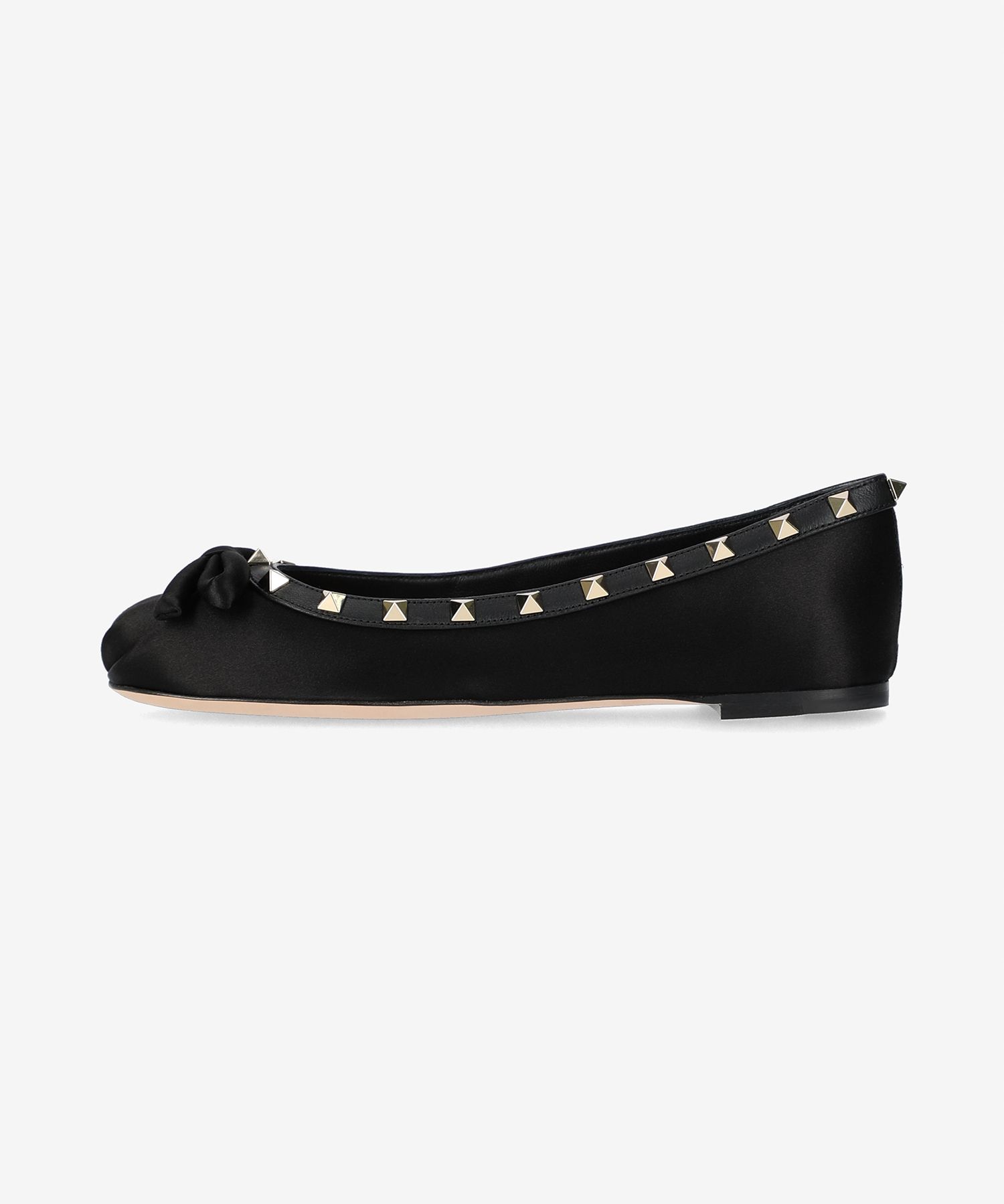 ■VALENTINO■ Rockstud Satin Flat Shoes Black 4W2S0HQ5SWH0NO MUSINSA | VALENTINO Rockstud Satin Flat Shoes - Black