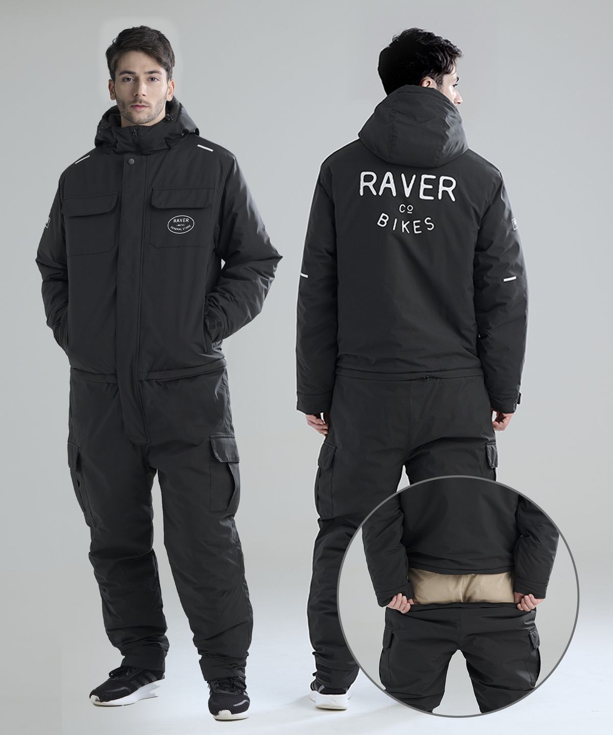레이버(RAVER) RAVER 겨울 오토바이 방수 방한 일체형 상하분리 배달 스즈끼 전신 방한복 스즈키복 우주복 낚시복 작업복 정비복 스키복 점프슈트