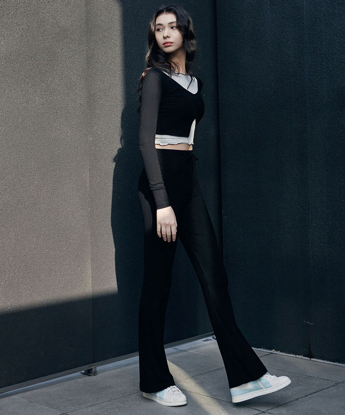 데비웨어(DEVIWEAR) 벨라 골지 부츠컷 팬츠 DEVI-B0071-블랙