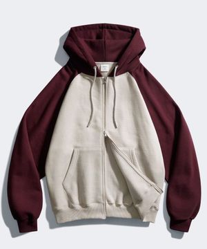 파인 디바이드 후드집업 라이트베이지/버건디 JUHD4615