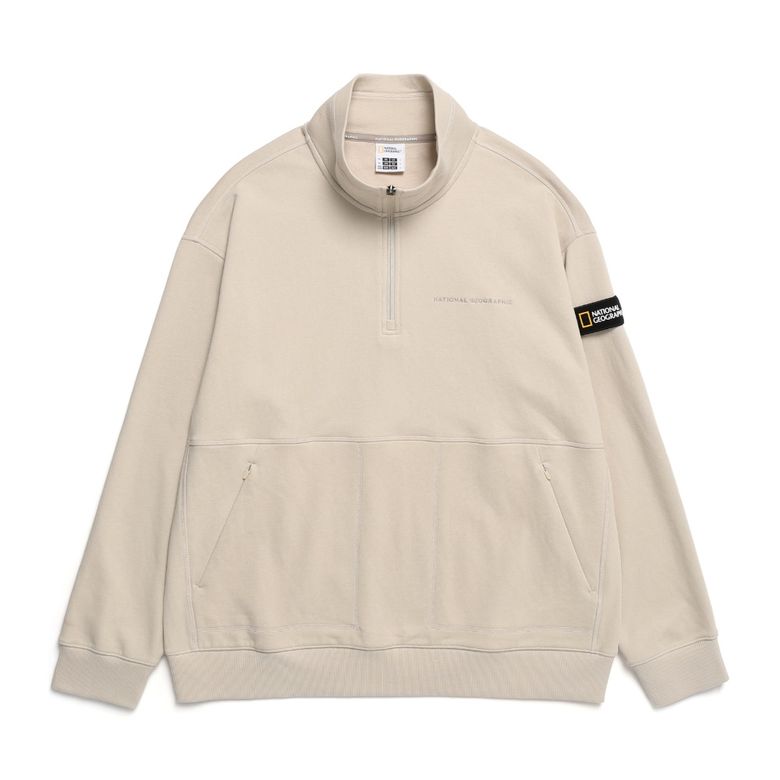 N241USW030 피타 하프 집업 세미오버핏 맨투맨 OAK BEIGE
