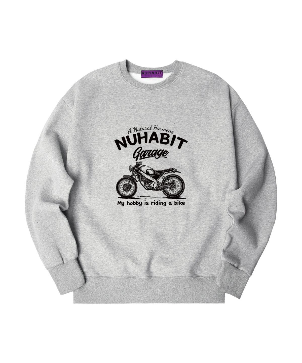 뉴해빗(NUHABIT) N/H RIDING A BIKE 오버핏 기모 맨투맨_그레이 (SOM4-4NH1202)