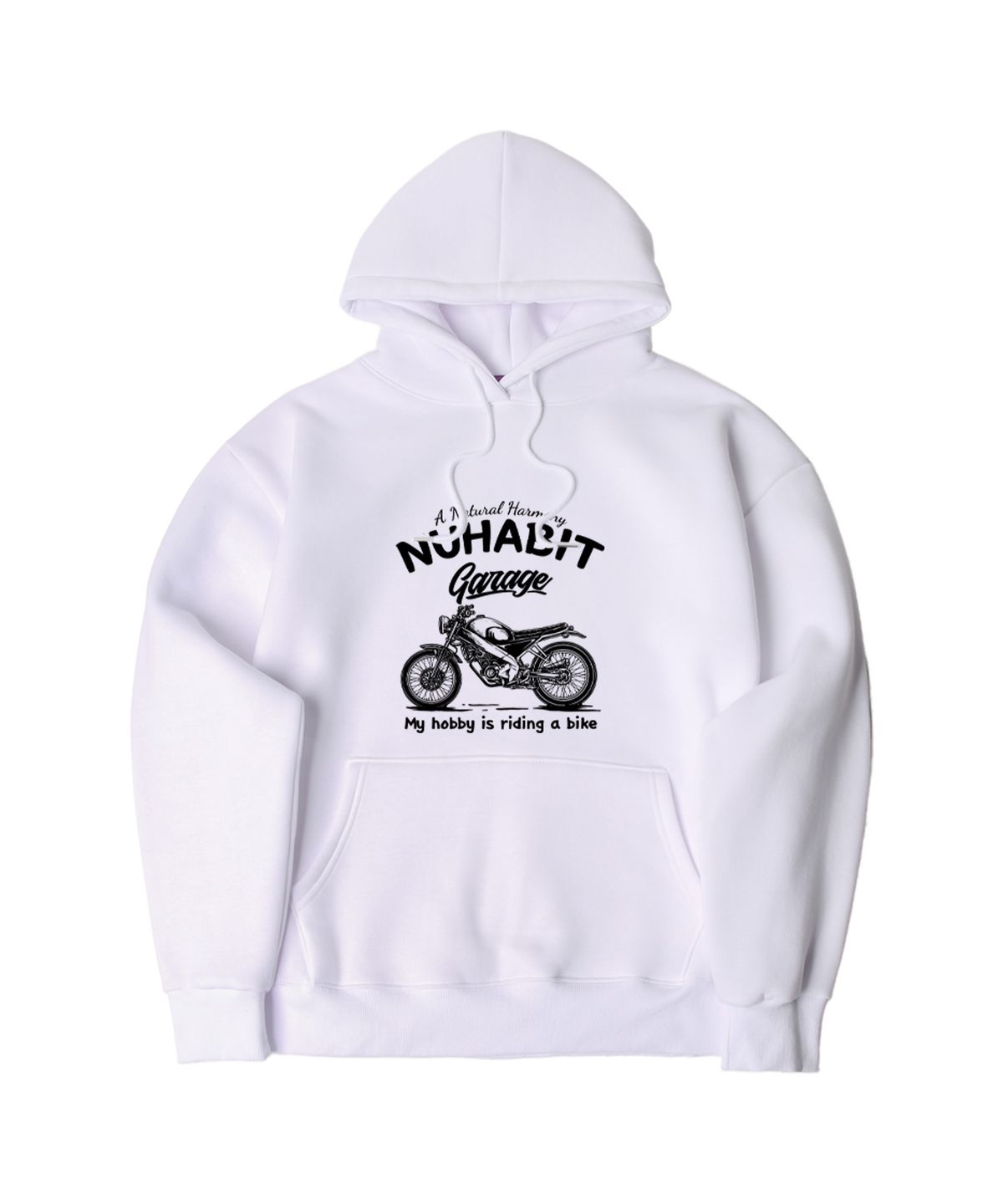 뉴해빗(NUHABIT) N/H RIDING A BIKE 오버핏 기모 후드_화이트 (SOH4-4NH1202)