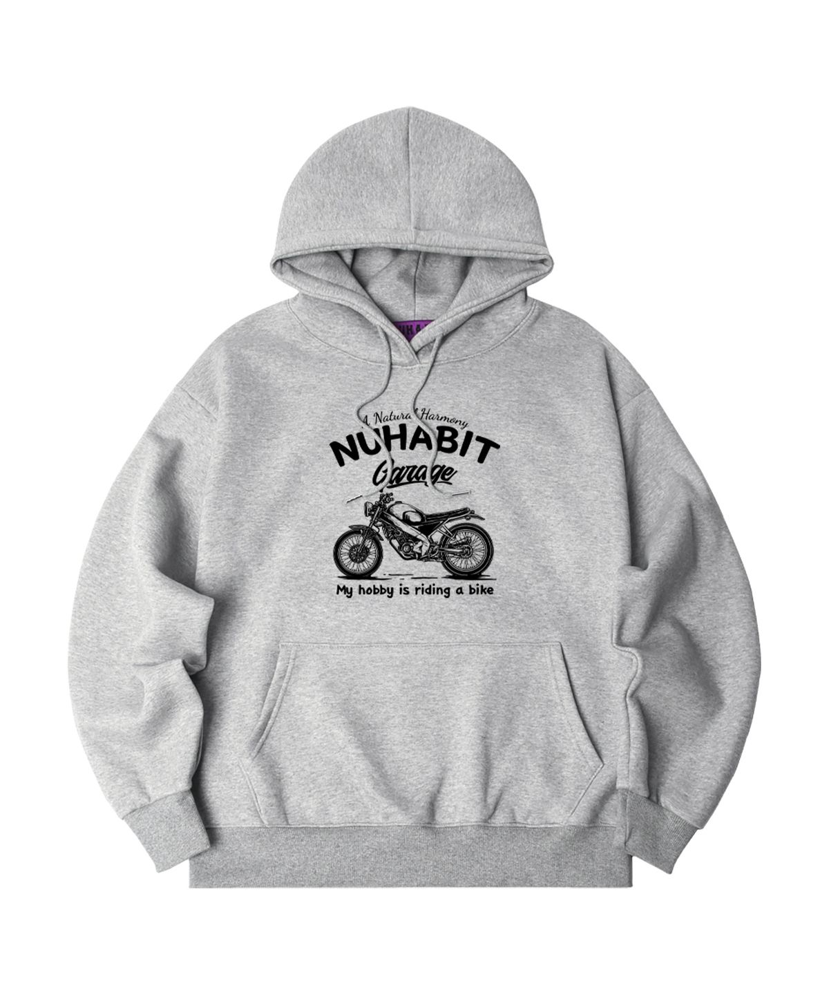 뉴해빗(NUHABIT) N/H RIDING A BIKE 오버핏 기모 후드_그레이 (SOH4-4NH1202)