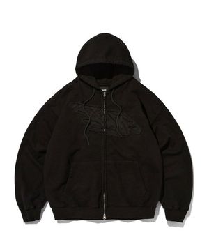 LOOSE SUADE HOOD ZIP UP [BLACK]