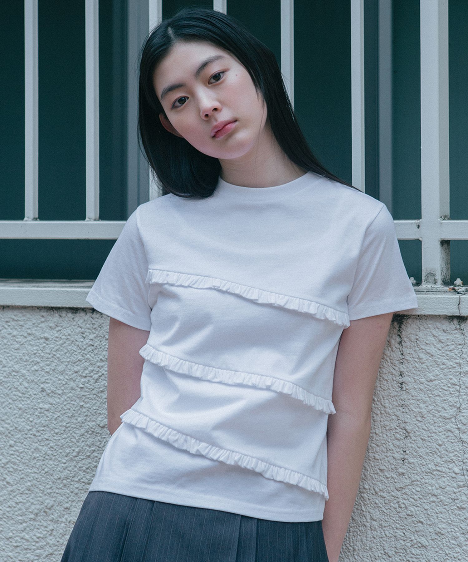OHESHIO フリルフードTシャツ MUSINSA公式 | OHESHIO frill t-shirt (white)