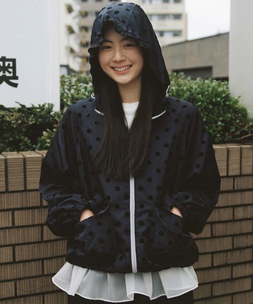 【OHESHIO】dot frill hooded windbreaker jumper org.jpg