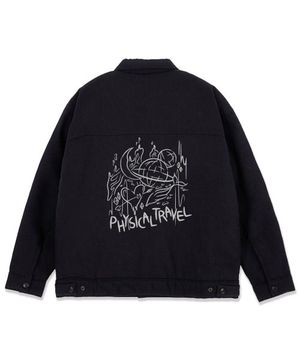 피지컬 트래블 오버핏 트러커 자켓_블랙