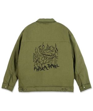 피지컬 트래블 오버핏 트러커 자켓_카키