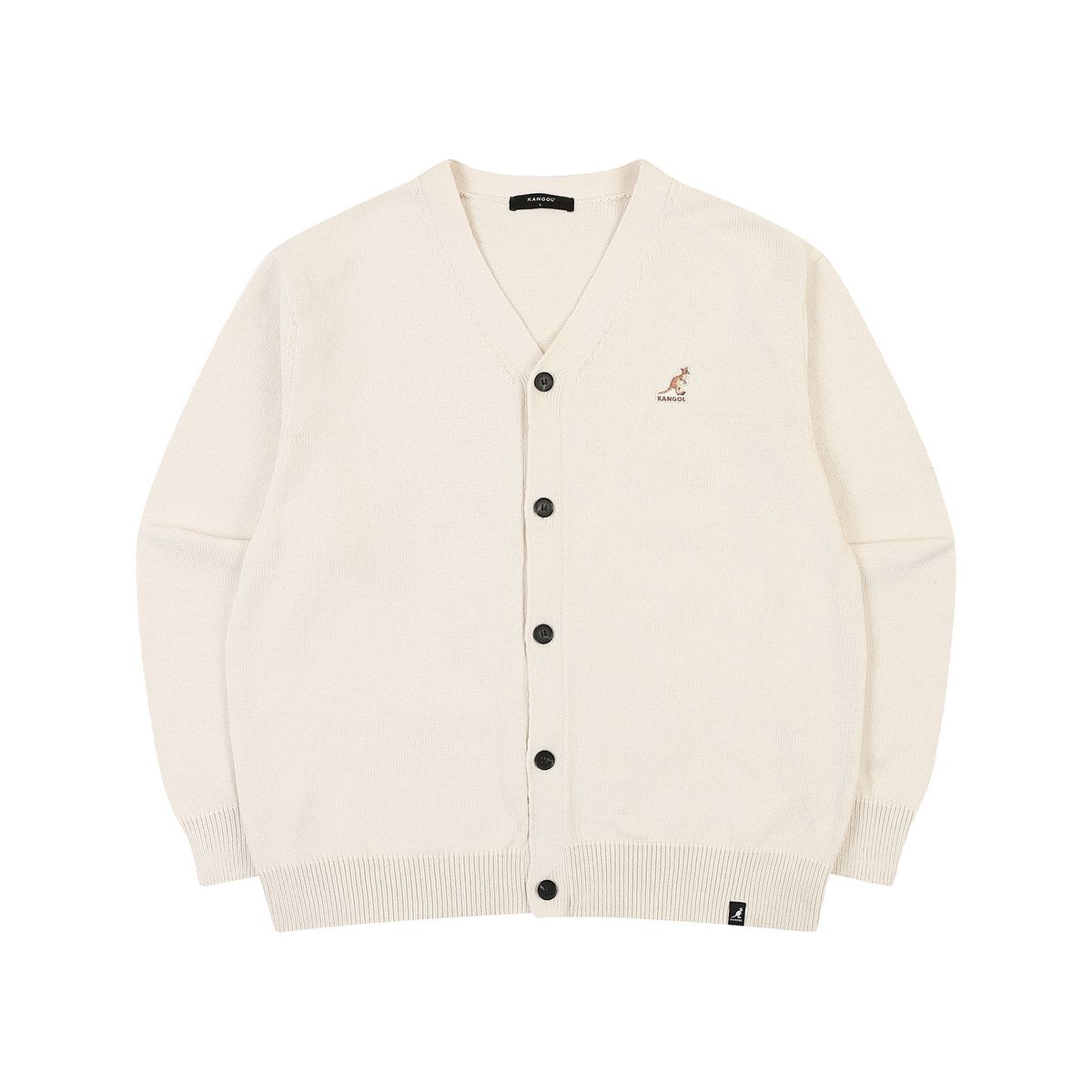 캉골(KANGOL) 로고 패치 가디건 1879 아이보리