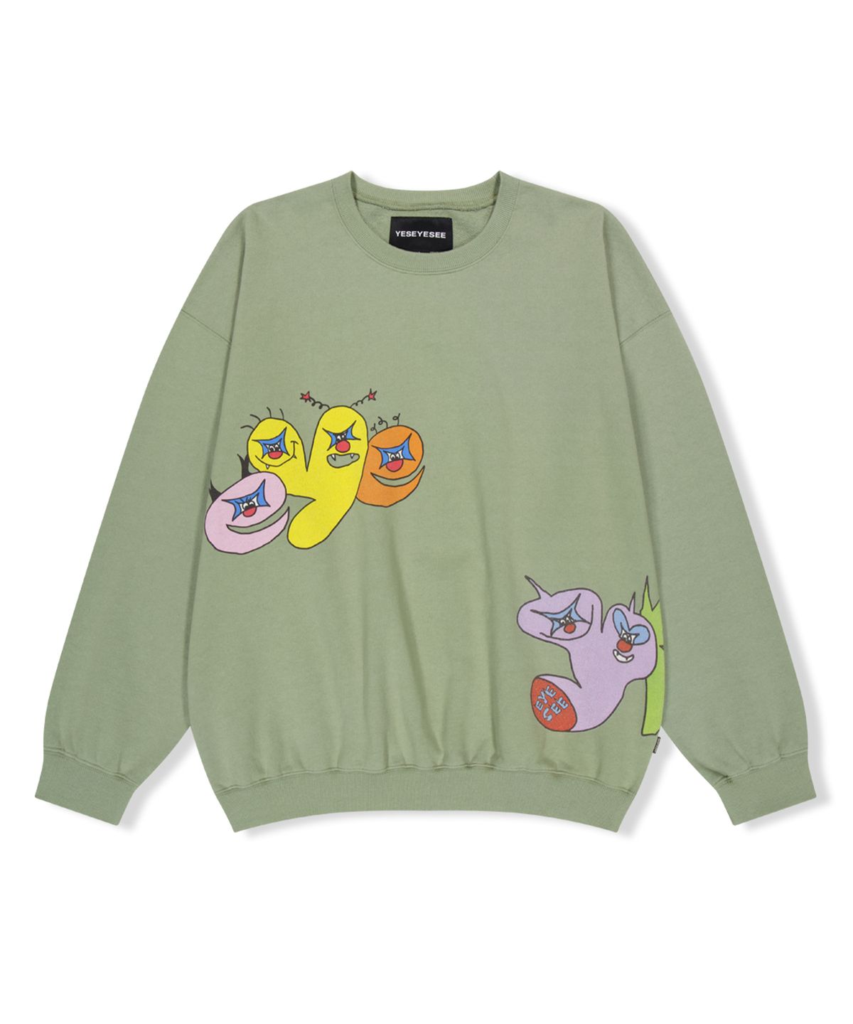 예스아이씨(YESEYESEE) Tulrexx Wording Sweatshirt Sage Green