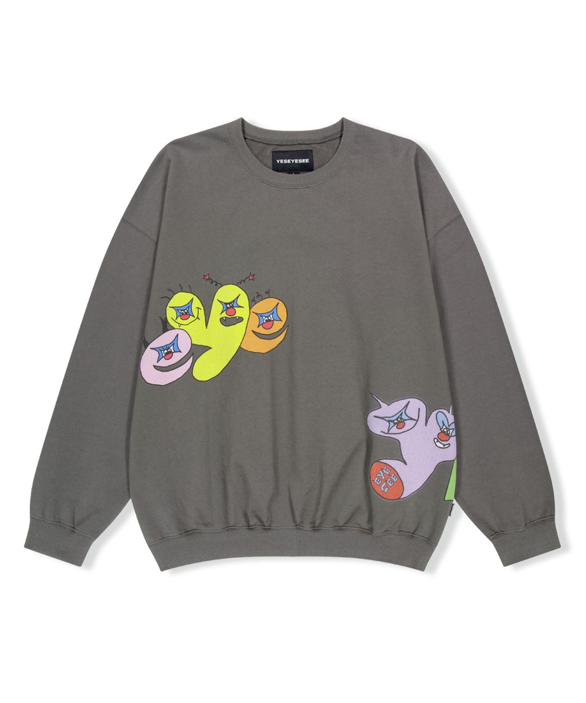 예스아이씨(YESEYESEE) Tulrexx Wording Sweatshirt Dark Grey