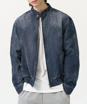 빈티지 스냅 데님 블루종 자켓 (WASHED INDIGO)