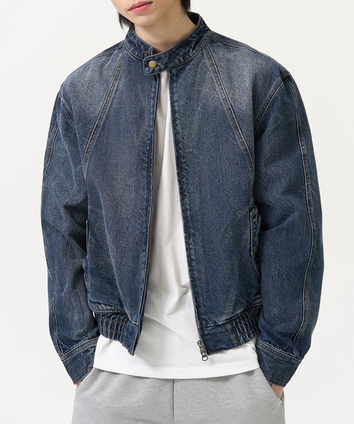 토피(TOFFEE) 빈티지 스냅 데님 블루종 자켓 (WASHED INDIGO)