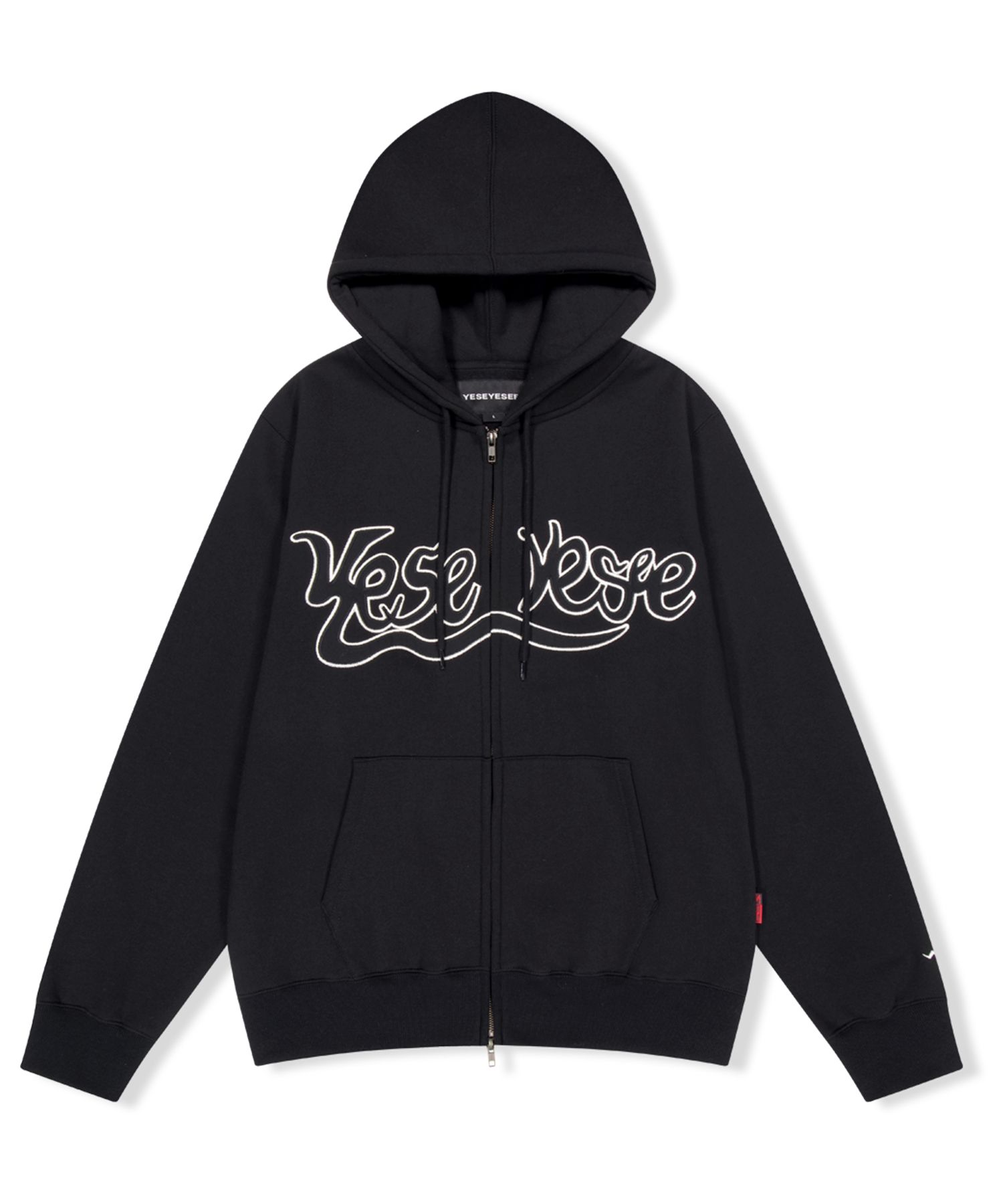MUSINSA | YESEYESEE YES Snail Logo Zip-up Hoodie Black