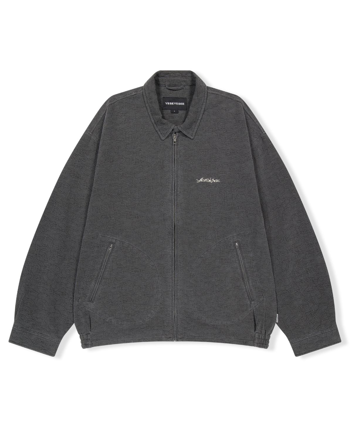 예스아이씨(YESEYESEE) Abstract Jacquard Zip Jacket Charcoal