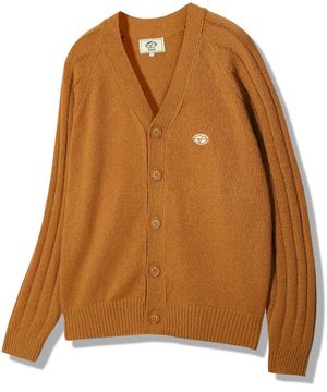 래글런 패턴 부클 가디건 - 브릭