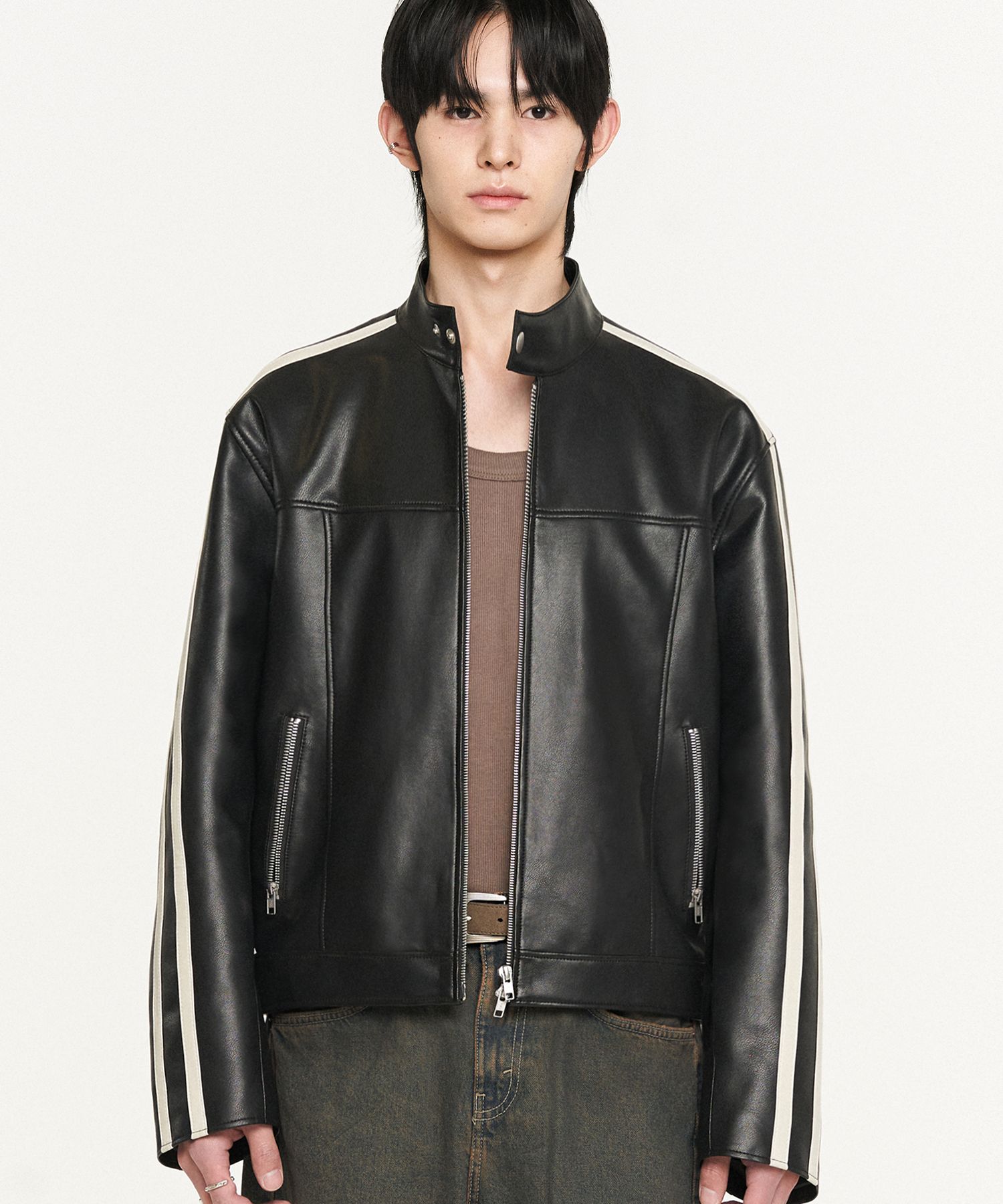 MUSINSA | DOFFJASON Vegan leather moto racing jacket