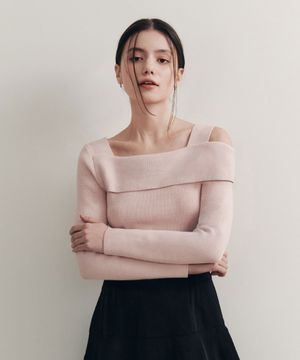 [3컬러] 솔리드 언발란스 오프숄더 스웨터