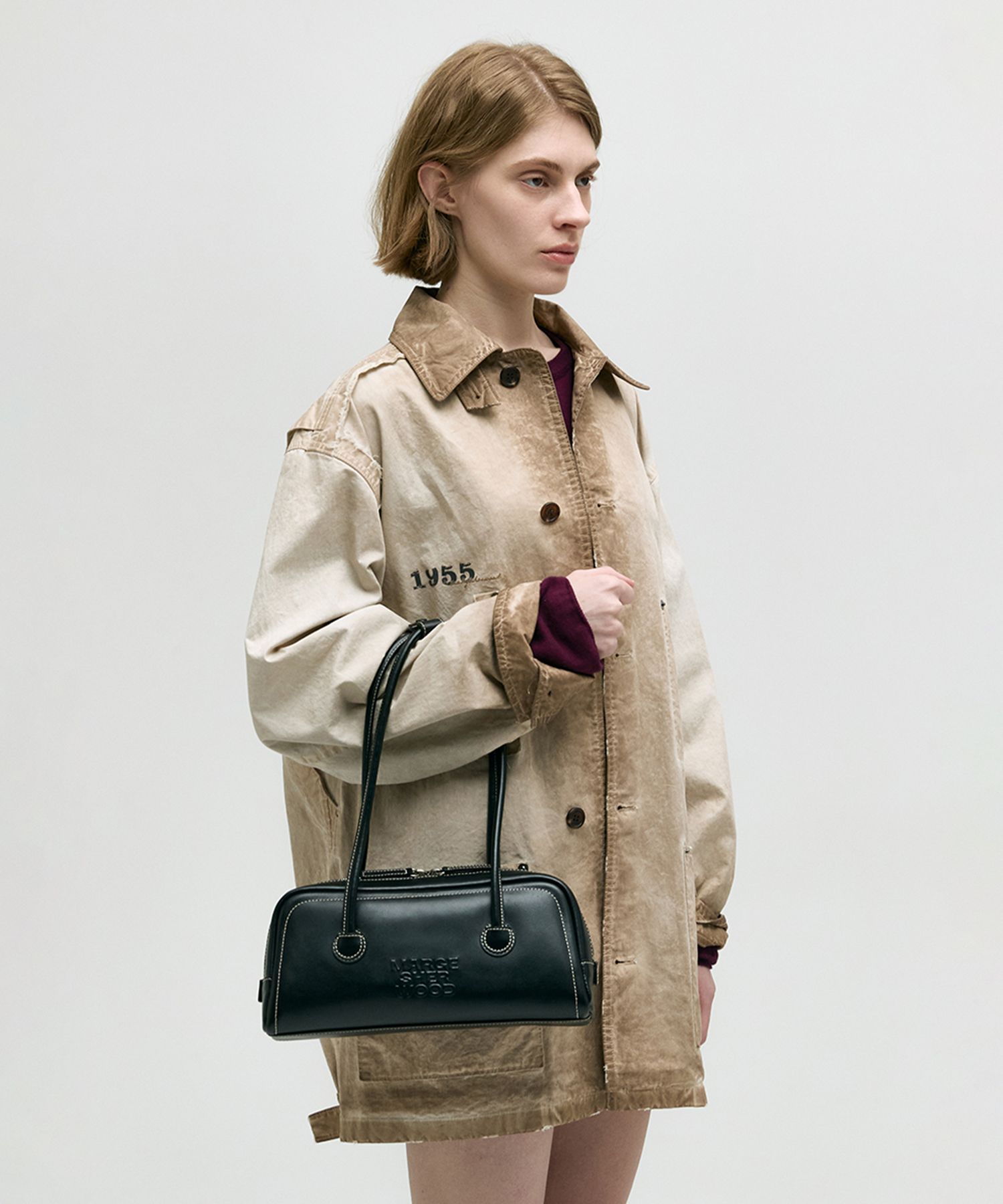 MUSINSA | MARGESHERWOOD SOFT BAGUETTE BAG_black plain