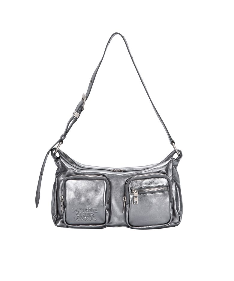 OUTPOCKET HOBO_metallic grey foiled plain