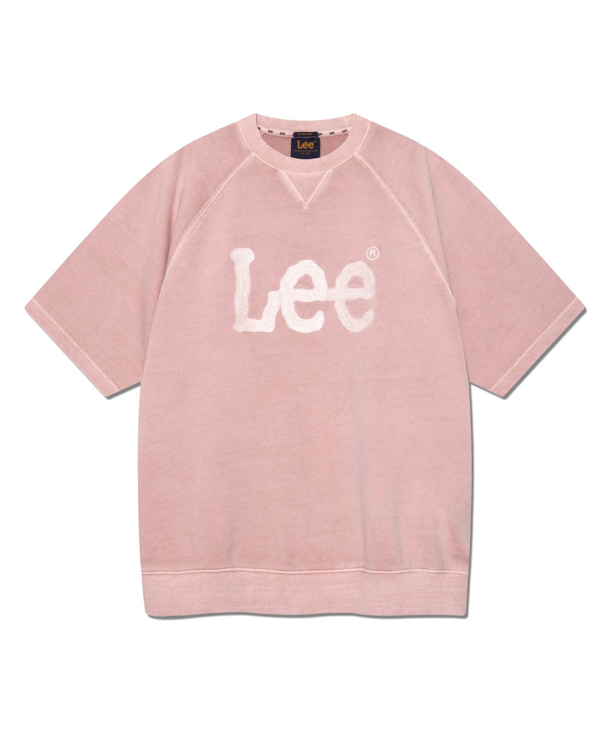 리(LEE) 트위치 자수 로고 숏 슬리브 다잉 맨투맨 라이트 핑크