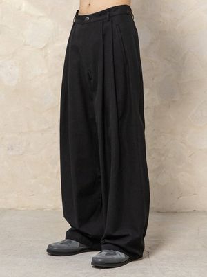 워시드 코튼 도비 팬츠 [워시드 블랙]