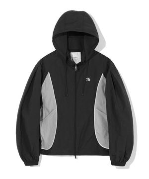 (우먼) 유틸리티 배색 후드 바람막이_블랙