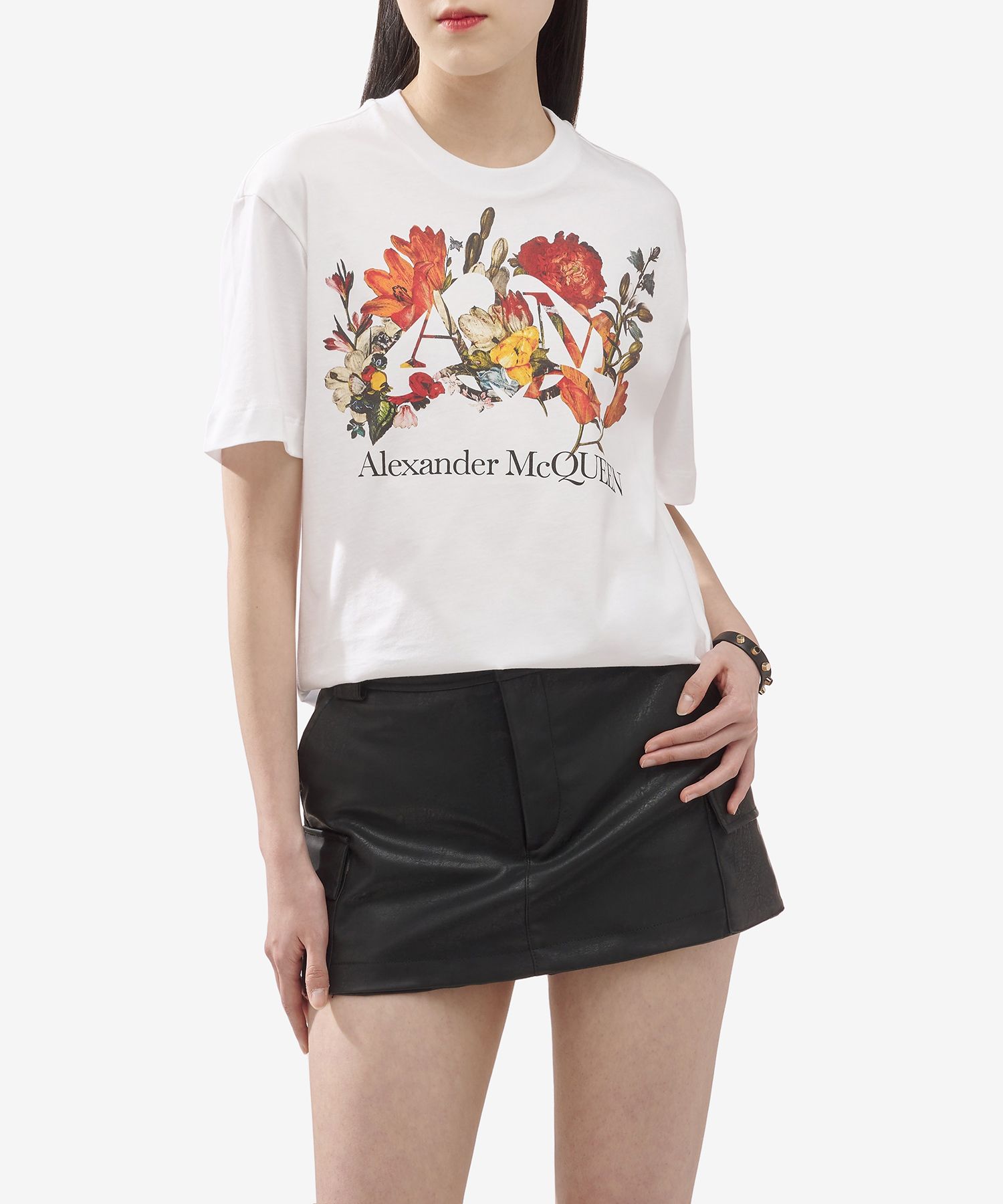 ★alexander mcqueen★ Dutch Flower Logo Short Sleeve T-Shirt Alexander McQueen Dutch Flower Logo T-shirt Alexander McQueen