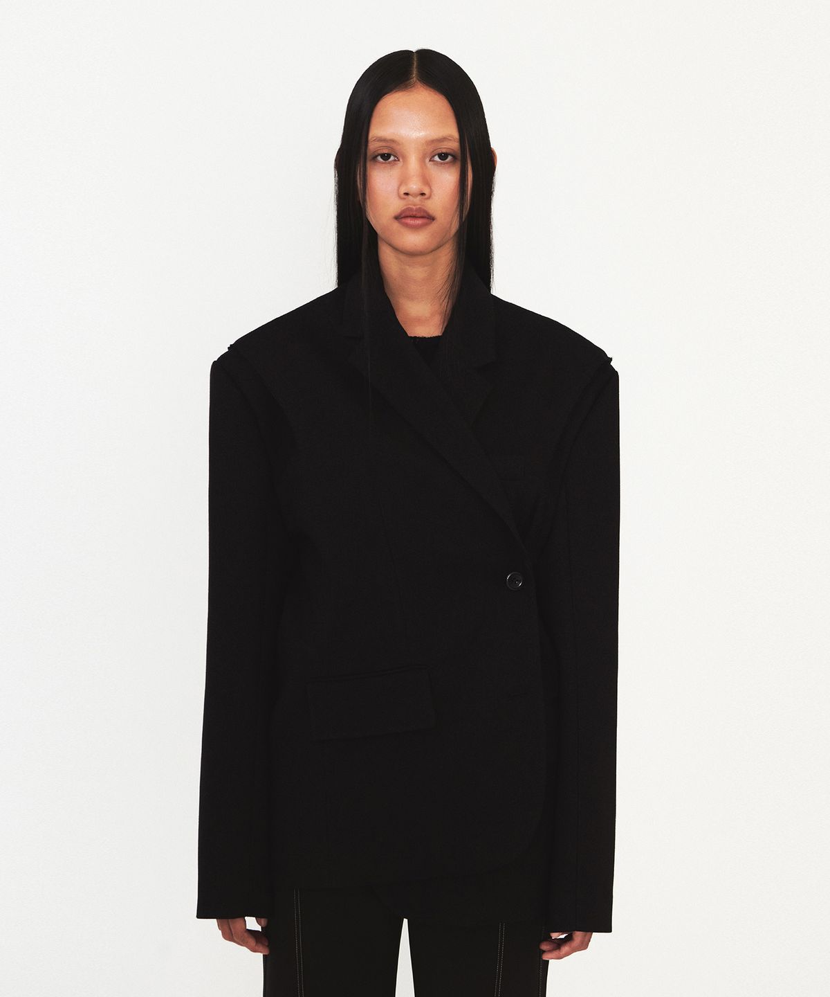 다이애그널(DIAGONAL) RELAXED WIDE VEST JACKET (black)