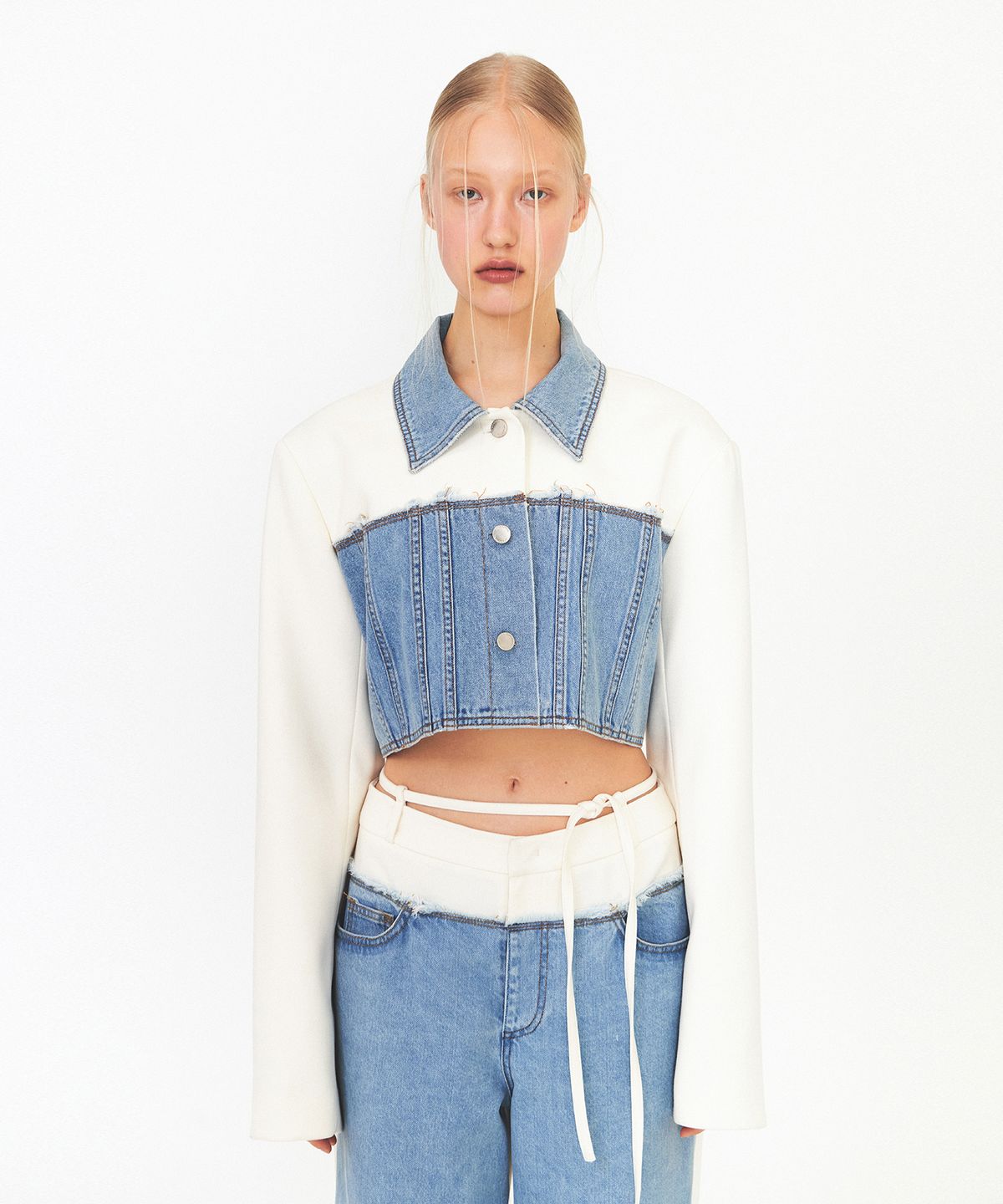 다이애그널(DIAGONAL) DENIM MIXED JACKET (blue)