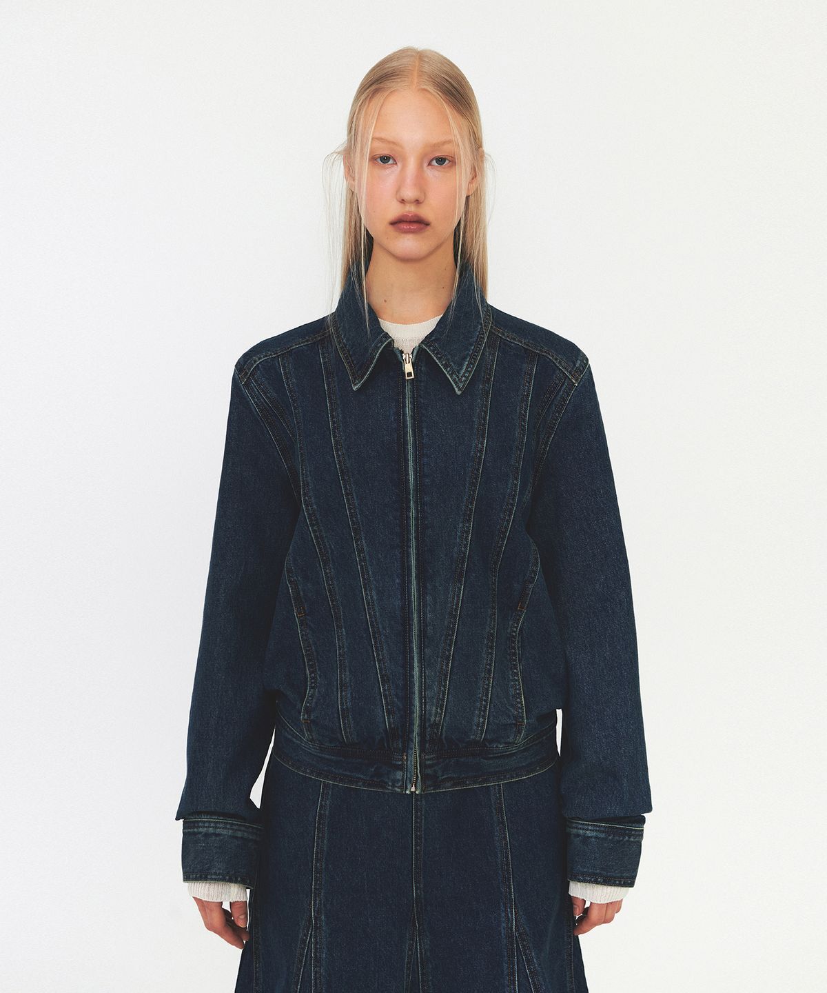다이애그널(DIAGONAL) LINE DENIM JACKET (blue)