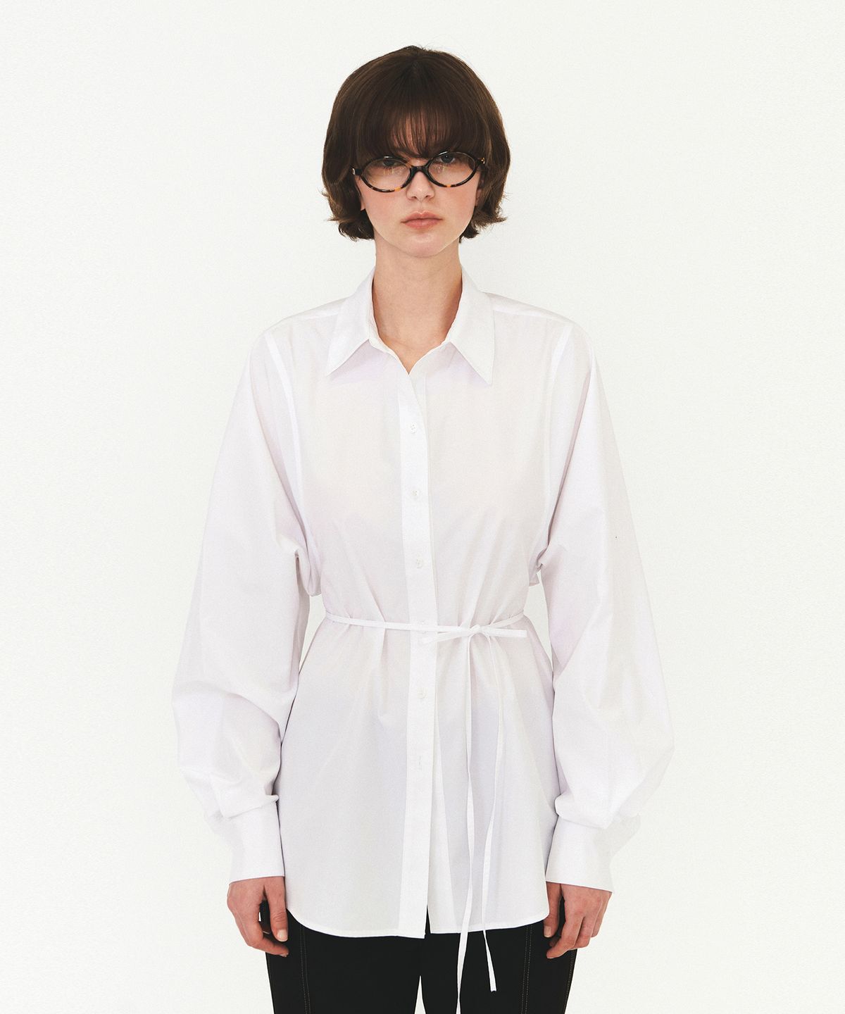 다이애그널(DIAGONAL) COTTON BELTED SHIRTS (white)