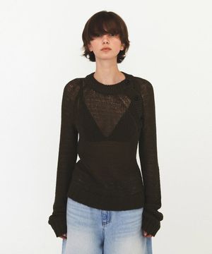 DIAGONAL BUTTON NETTING KNIT (khaki)