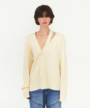 UNBALANCE OVERFIT CARDIGAN (ivory)