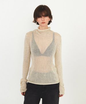 POLONECK NETTING KNIT (beige)