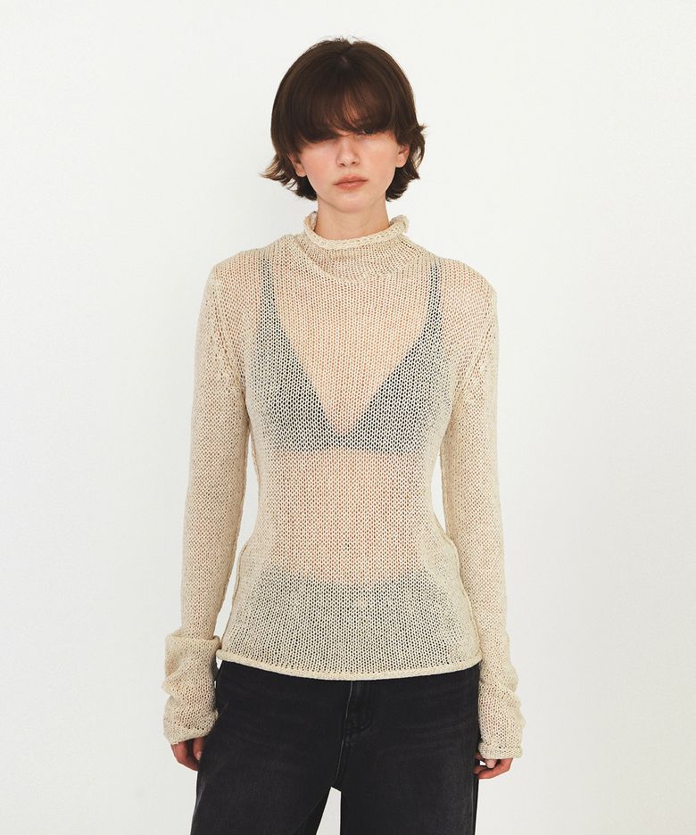 POLONECK NETTING KNIT (beige)