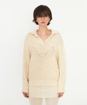 OPEN COLLAR OVERFIT KNIT (ivory)
