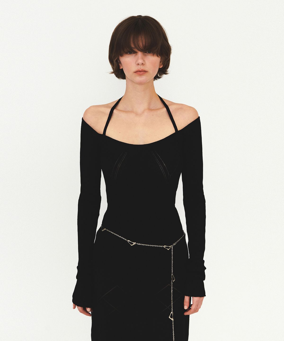 다이애그널(DIAGONAL) OFF SHOULDER STRAP KNIT (black)