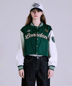 여성 소매배색 크롭 바시티 BOAJP611F