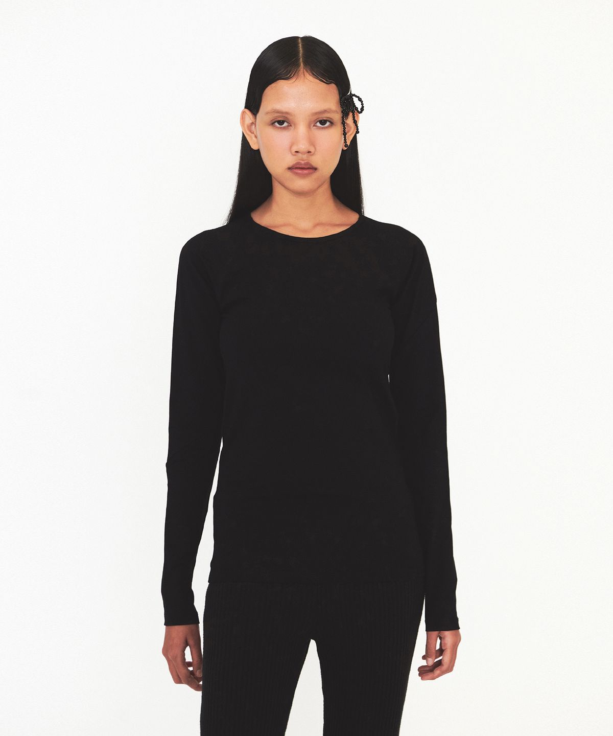 다이애그널(DIAGONAL) LACE RAGLAN TEE (black)